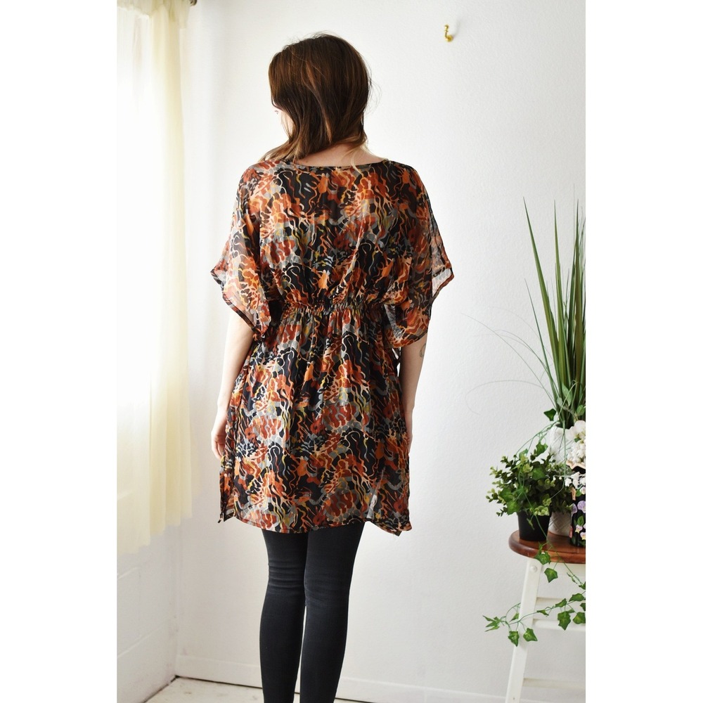 LA Hearts Kimono Wrap Womens One Size Turquoise Floral Excellent Lace Trim Boho - Picture 4 of 5